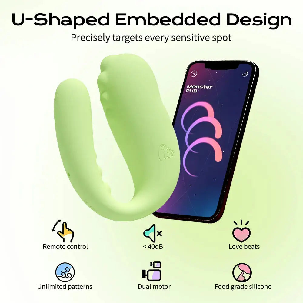 Monster Pub U-Type Vibrator Master Gokilla- Green / Excited Version Monsterpub MP2 U-Shaped Remote Egg Vibrator