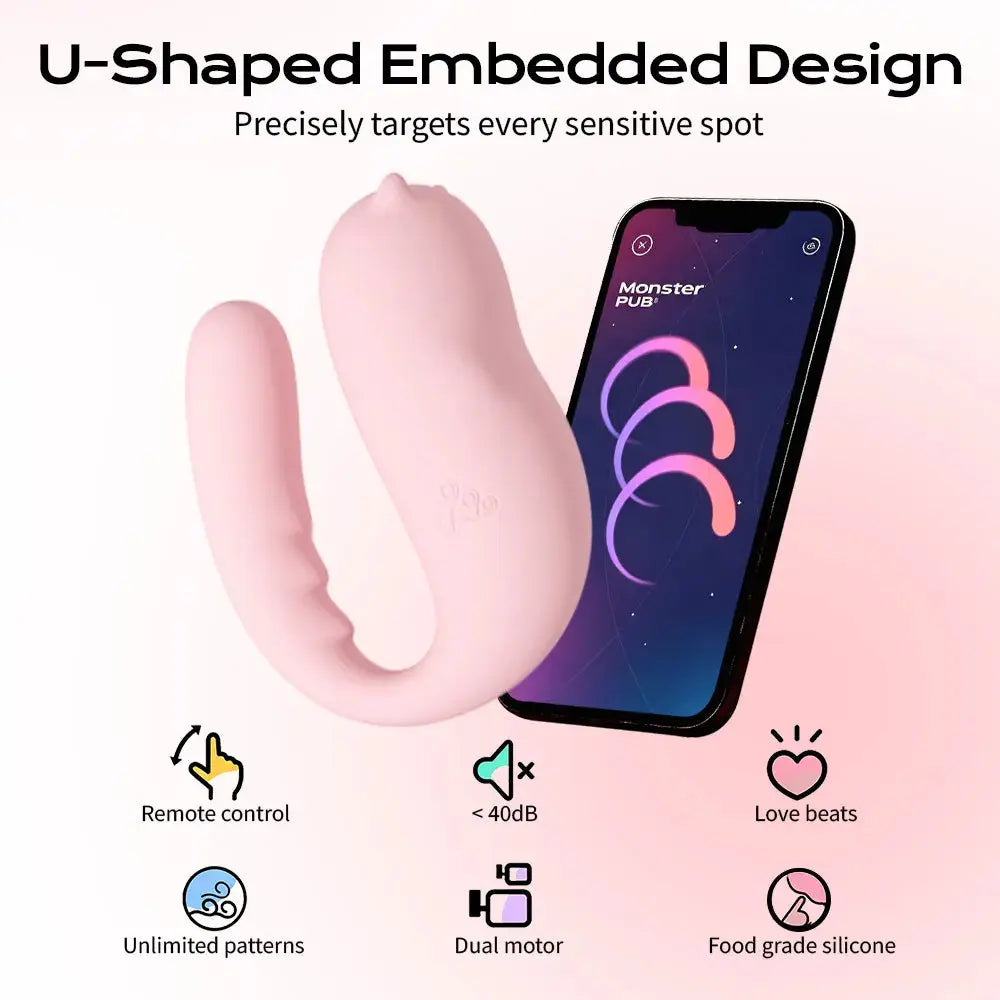 Monster Pub U-Type Vibrator Mr Devil- Pink / Excited Version Monsterpub MP2 U-Shaped Remote Egg Vibrator