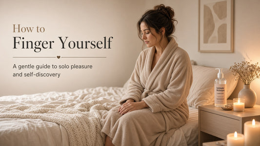 Self-care solo fingering lifestyle scene — calm private wellness vibe