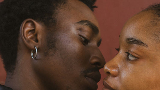 Couple face to face about to kiss — warm words, closeness and affirmation