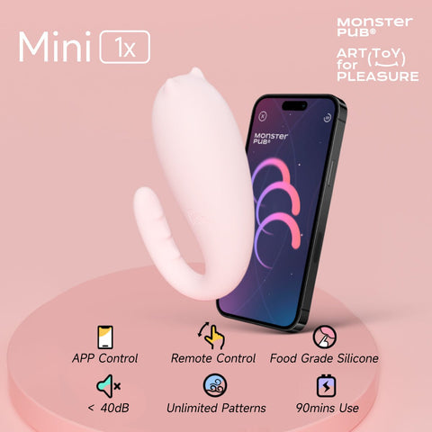 Excited Version Monster Pub® 1X Remote Vibrator, featuring wireless remote control and customizable vibration settings for a personalized and thrilling experience.