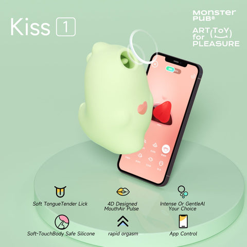 Monster Pub Master Gokilla-Green Monster Pub® Magic Kiss App Smart Remote Clitoral Vibrator