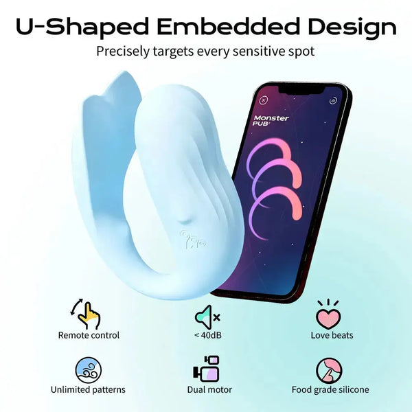 Duo MP2 U-Shaped Remote Egg Vibrator | Dual Motor Bluetooth Control for  Couples  monsterpub